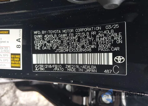 2025 Toyota Corolla Hybrid Le/Hybrid Se/Hybrid Xle z USA, uszkodzony, nr VIN JTDBCMFEXS3089698